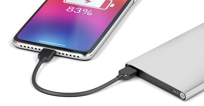 Power bank charging cell phone