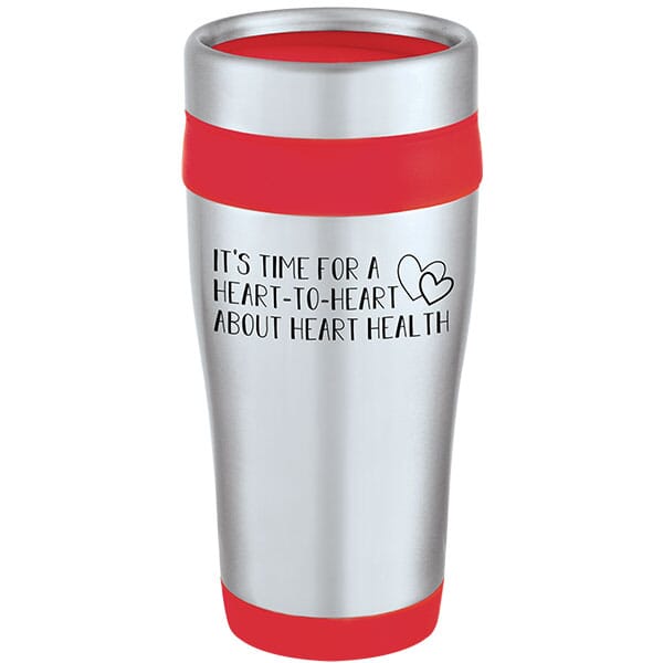 Insulated Travel Mug with Heart Health Slogan