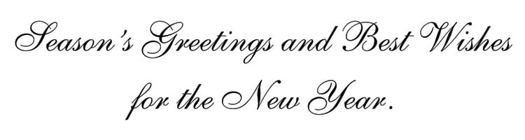 Season’s Greetings and Best Wishes for the New Year