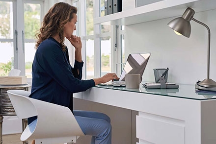woman working from home office