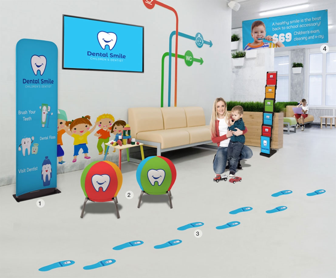 promotional displays in dental office
