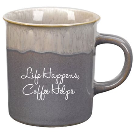 Handmade ceramic coffee mug with funny coffee quote