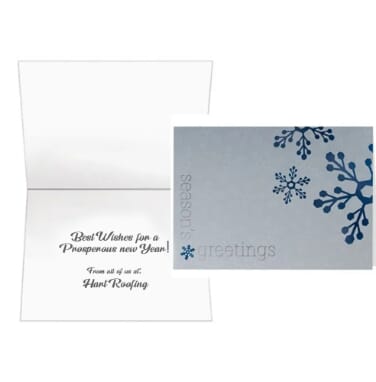Blue Snowflakes On Silver Greeting Card