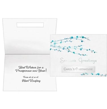 Turquoise Berry Branches Greeting Card