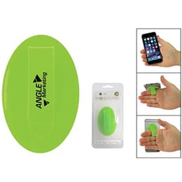 Green silicone oval with black logo and holding loop
