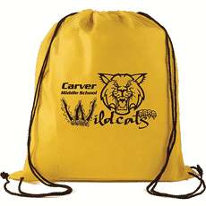 Yellow drawsting backapck with logo made of polypropylene material