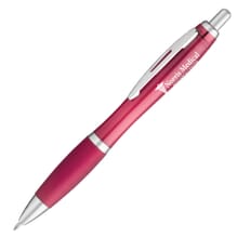 Translucent Dark red curvy pen with chrome accents