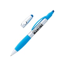 Blue and silver stylus pen and highlighter