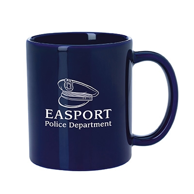 Navy coffee mug with police logo