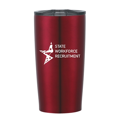 Red insulated tumbler with state agency logo