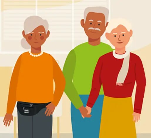 Illustration of seniors in home health and hospice care