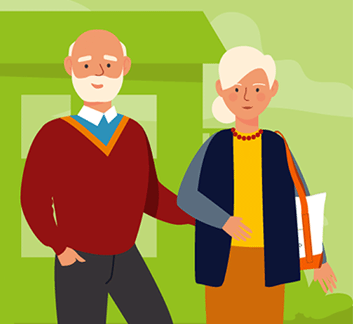Senior citizens in retirement community