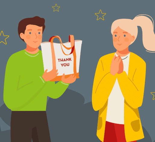 Illustration of person receiving a customized gift