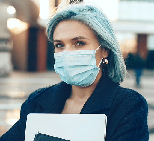 office worker wearing mask
