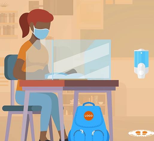 Classroom with PPE and Social Distancing Aids