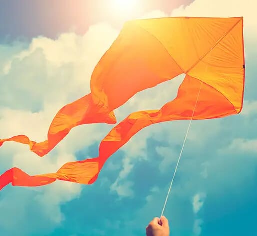 Flying kite on a sunny day