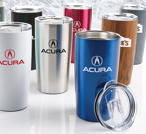 group of customized drinkware