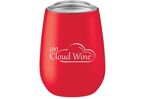 Red insulated wine tumbler with lid