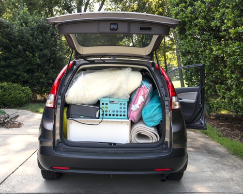 Packing up car to move to college