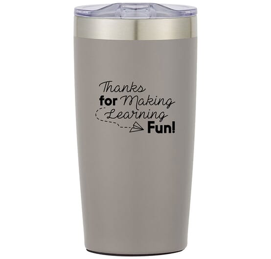 Insulated travel mug with teacher appreciation quote