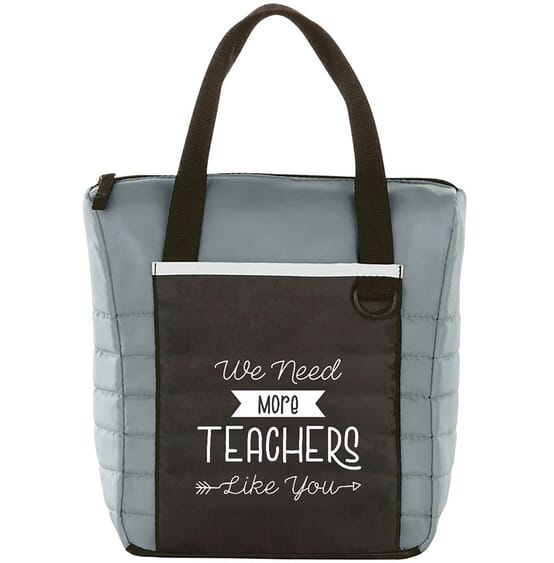 Quilted lunch cooler bag with teacher appreciation saying