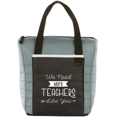 Quilted lunch cooler bag with teacher appreciation saying