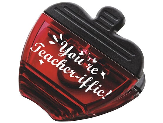 Apple shaped clip with magnetic back and teacher appreciation saying