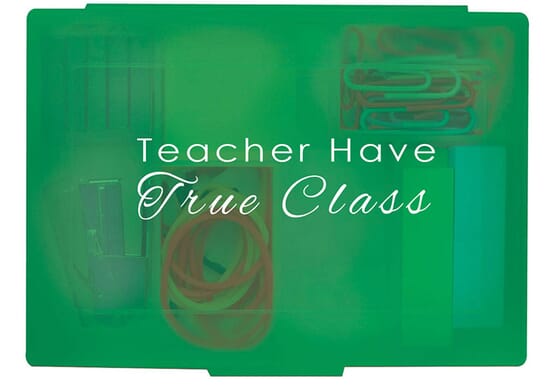 Office essentials kit with teacher appreciation saying