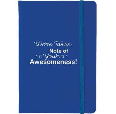 Blue notebook with teacher appreciation saying