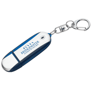 blue and silver USB flash drive