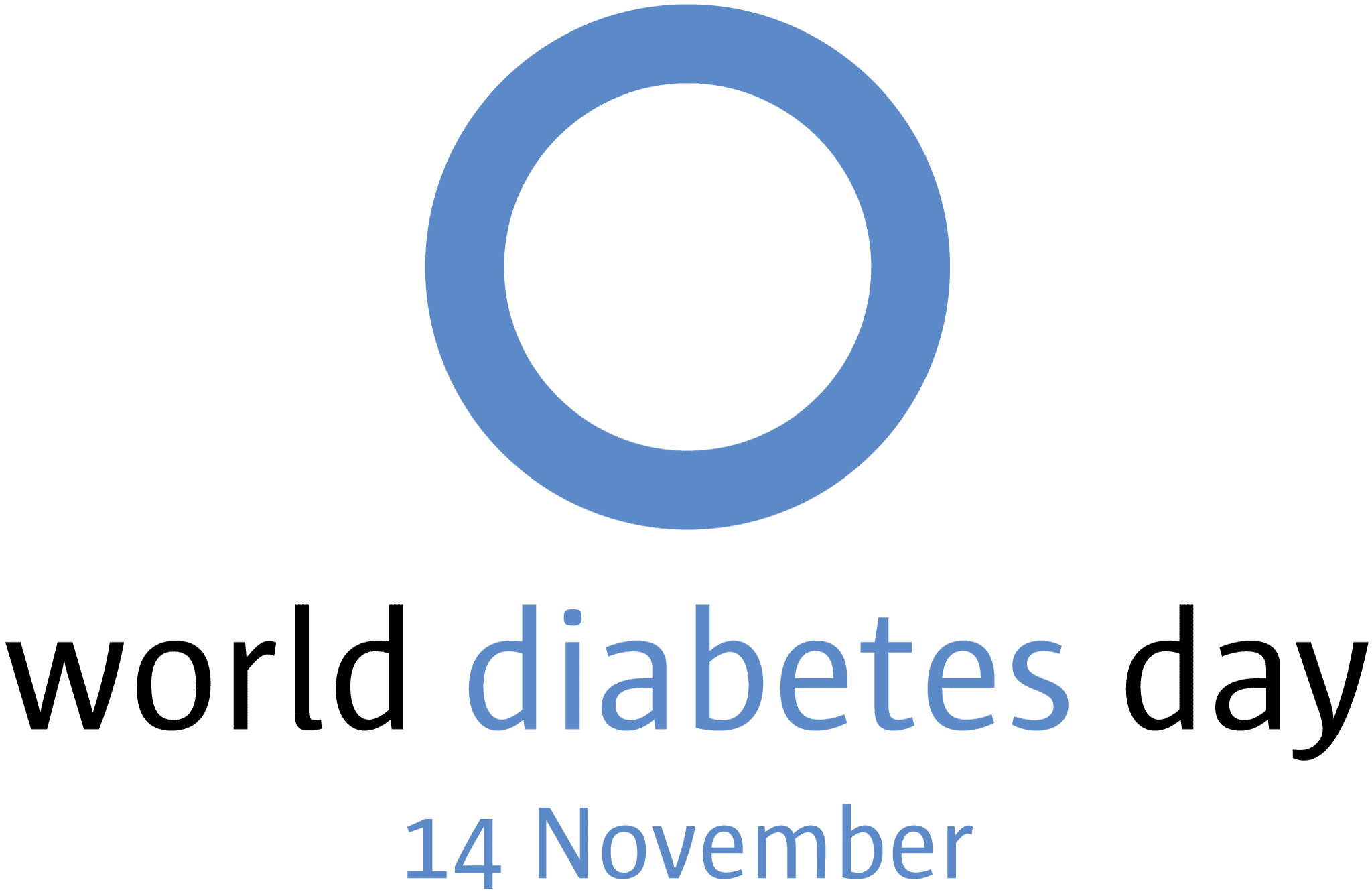 Blue circle logo with text that reads 'World Diabetes Day, 14 November