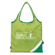 Bright green reusable shopping bag with travel pouch