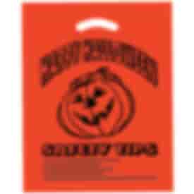 12" x 15" x 3" Pumpkin Die Cut Plastic Bag with Safety Tips