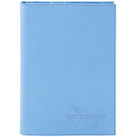 Blue Neoskin journal cover with debossed logo