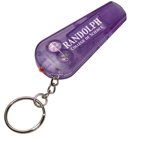 Safety keychain with wistle and light