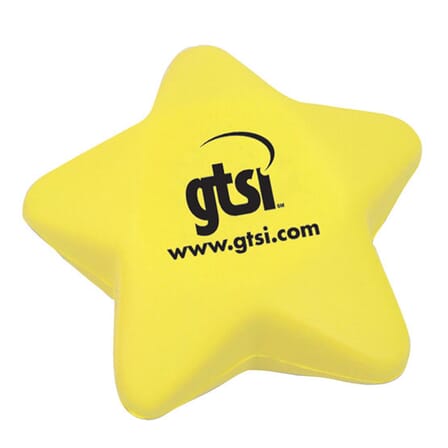 yellow star shape stress reliever with logo