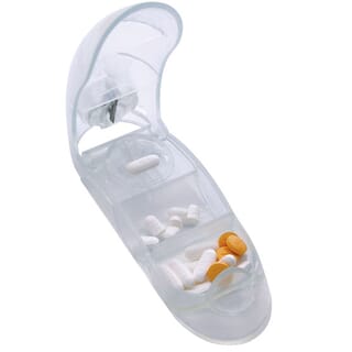 Medicine case with pill cutter