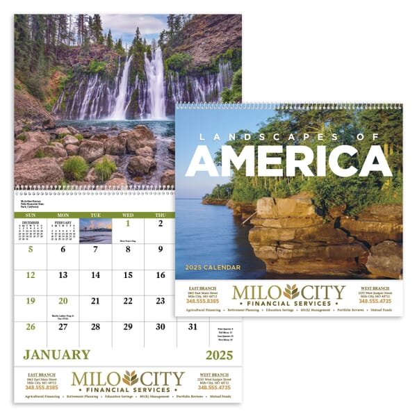 2024 Landscapes Of America Calendar Spiral Promotional Giveaway