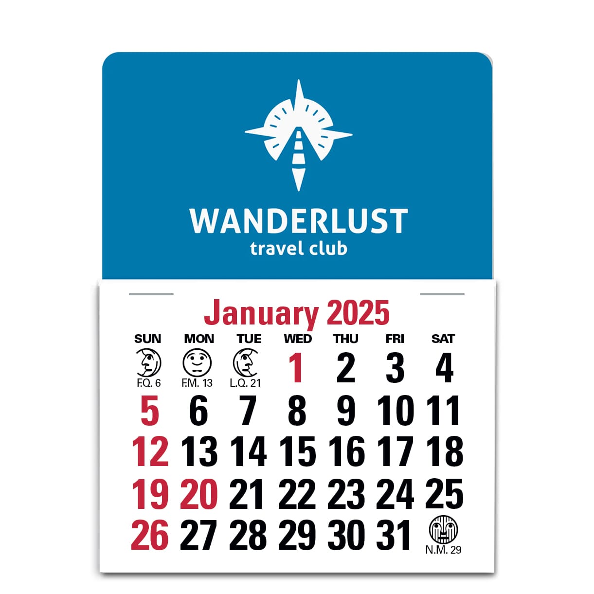 Custom 2025 Standard PressNStick™ Calendar w/ Logo Crestline