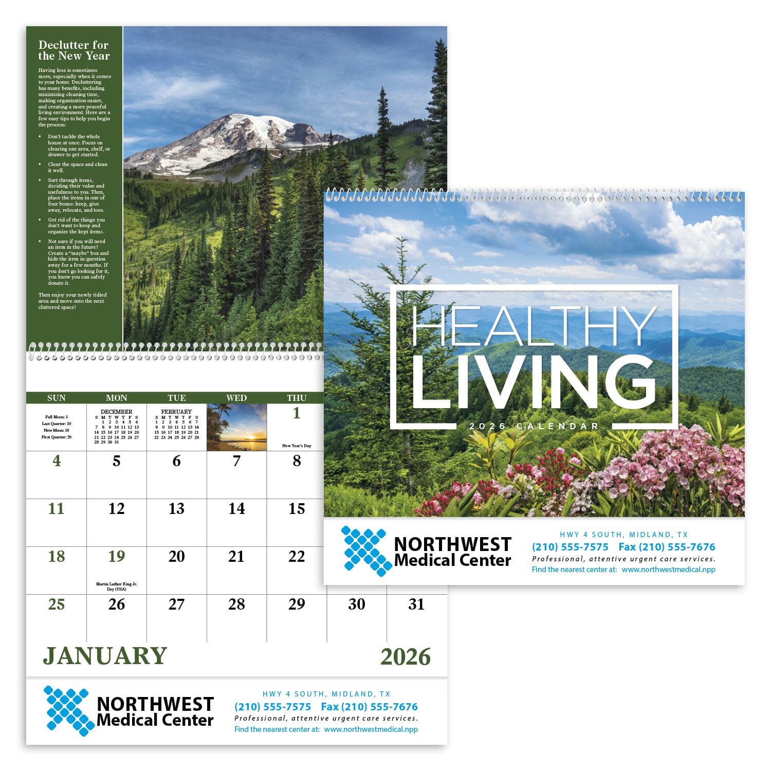 Calendar with healthy living tips