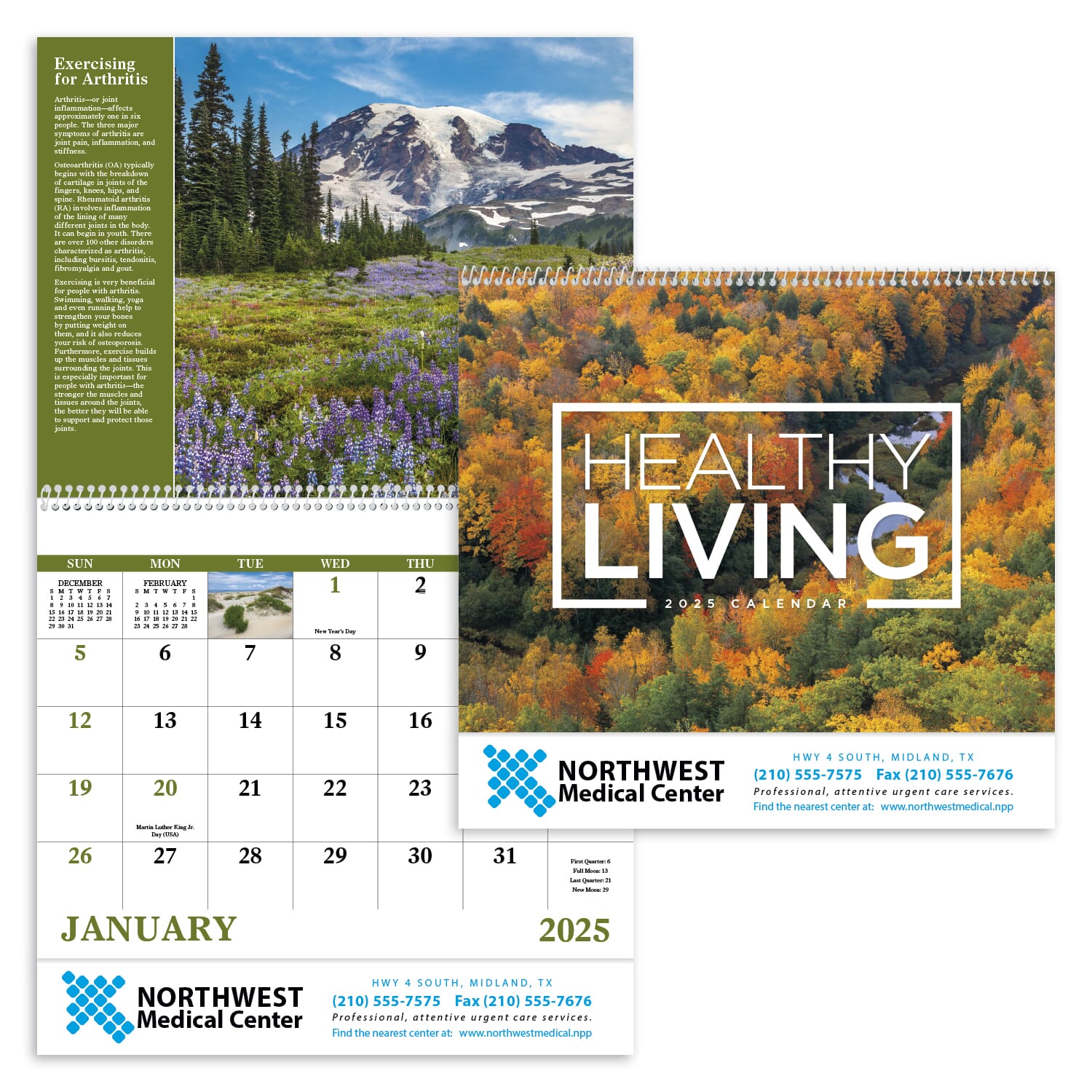 2025 Healthy Living Calendar Spiral Promotional Giveaway Crestline