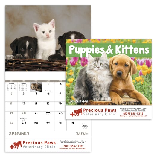 2025 Puppies & Kittens Calendar - Stapled