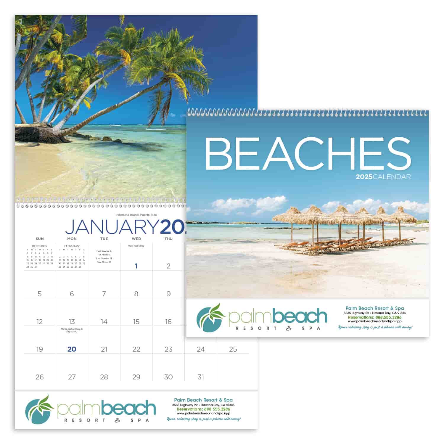 2023 Tropical Beaches Calendar Spiral Promotional Giveaway Crestline