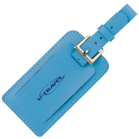 Leather luggage tags in bright colors