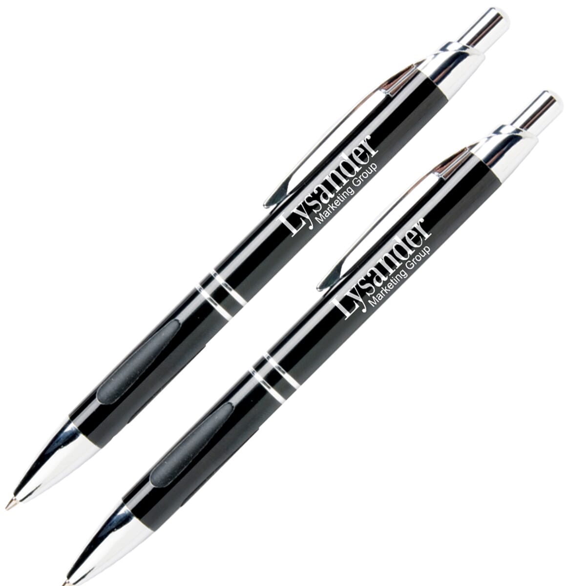 Black metal pen and pencil gift set with corporate logo