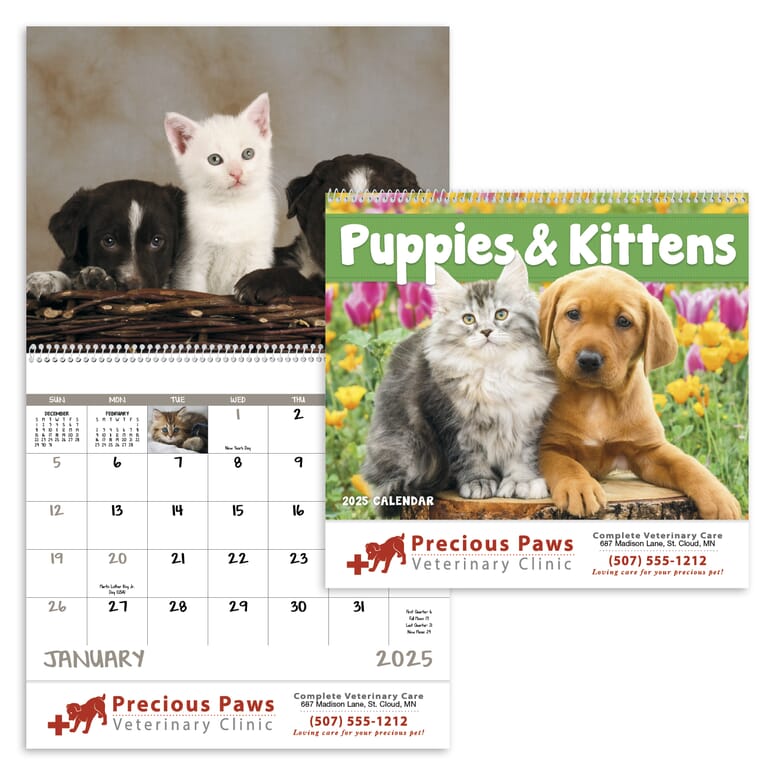 2024 Puppies & Kittens Calendar Spiral Promotional Giveaway Crestline