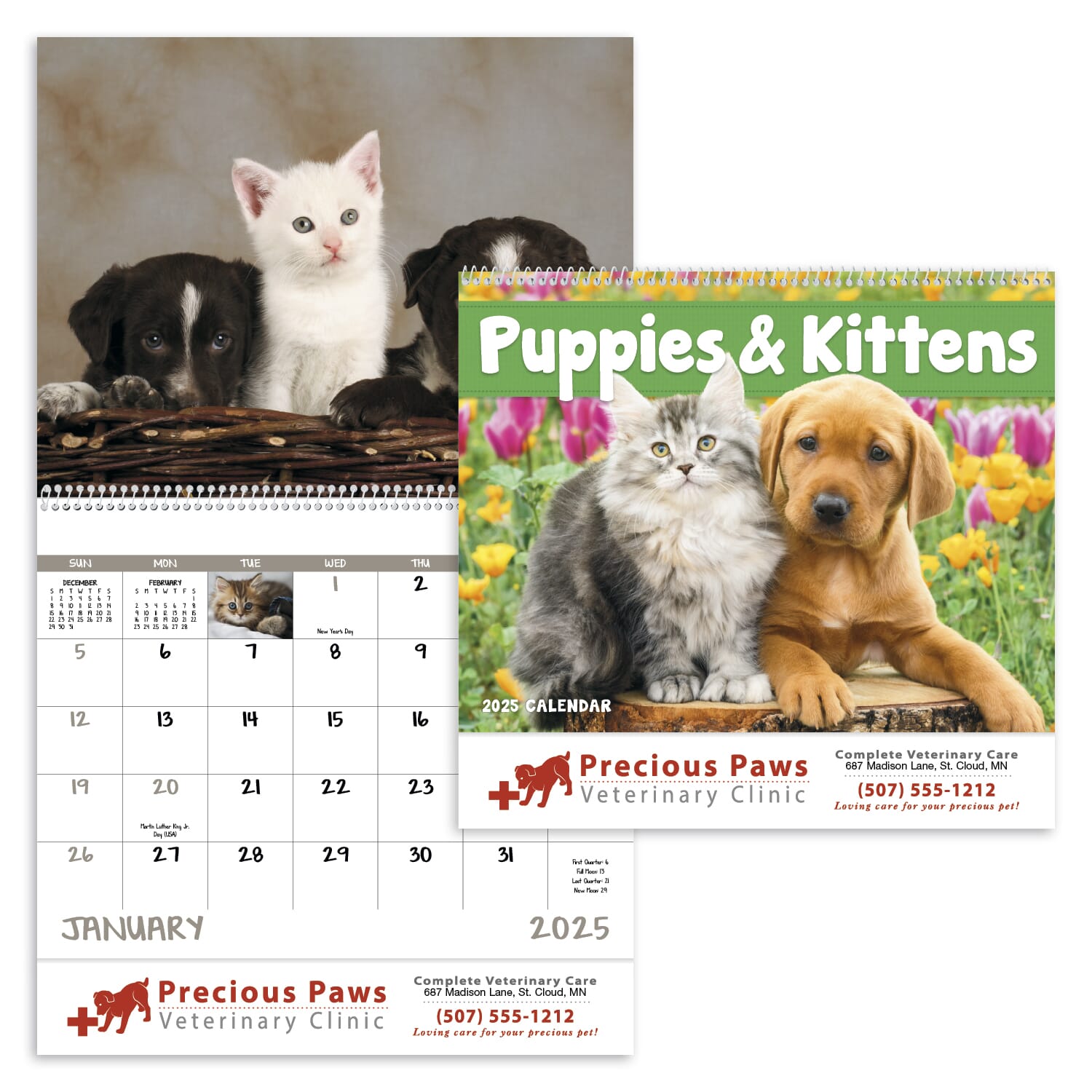 2025 Puppies & Kittens Calendar Spiral Promotional Giveaway Crestline