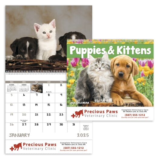 2024 Puppies & Kittens Calendar - Spiral