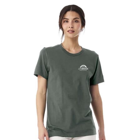 dark gray unisex bella and canvas t-shirt with logo