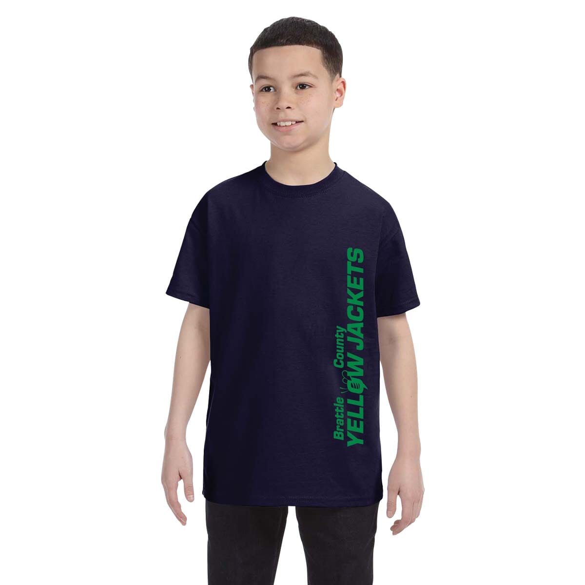 Hanes Youth ComfortSoft Cotton T-Shirt – 5.2 Oz, Black, Medium - View #2